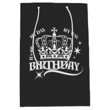 Minimal White Crown Birthday Typography Black