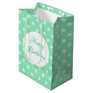 Sac Cadeau Moyen Mint Green Rustic Modèle Joyeux Points d'Anniversa