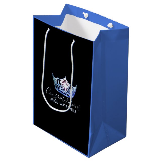 Sac Cadeau Moyen Miss America Blue Crown 2-Tone Cadeau Sac-Medium (Devant Angle)