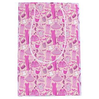 Sac Cadeau Moyen Mode Barbiecore rose et rose chaud personnalisé