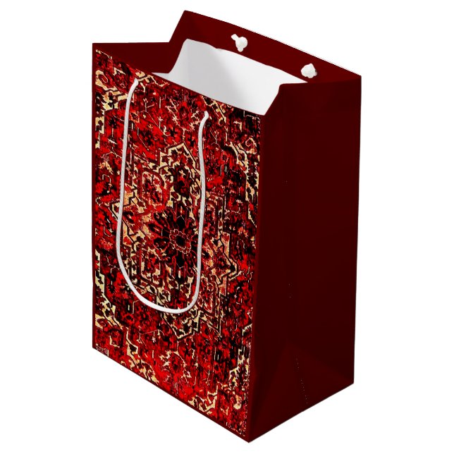 Sac Cadeau Moyen Modèle de tapis oriental en rouge foncé (Devant Angle)