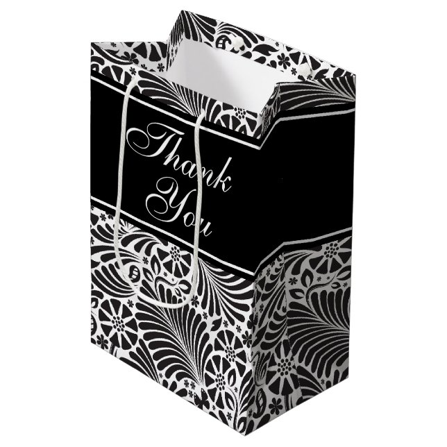 Sac Cadeau Moyen Modèle Floral Chic Moderne Personnalisé (Devant Angle)