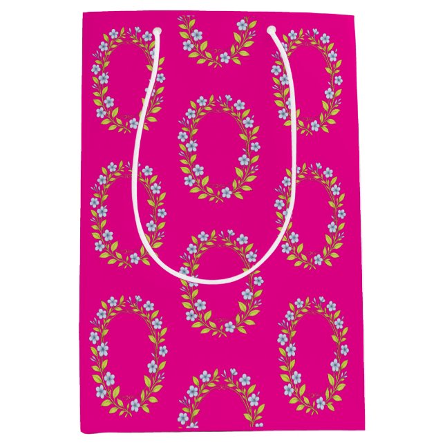 Sac Cadeau Moyen Modèle floral de la petite fille (Devant)