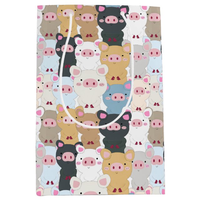 Sac Cadeau Moyen Modèle mignon des cochons (Devant)