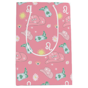 Sac Cadeau Moyen Moderne Cowgirl Leo Zodiac Motif Boho rose