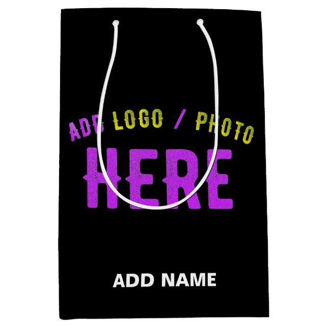 SAC CADEAU MOYEN MODERNE ET MODERNE PERSONNALISABLE NOIR VÉRIFIÉ (Devant)