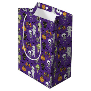 Sac Cadeau Moyen Moderne mou violet Halloween Motif de dessin enfan
