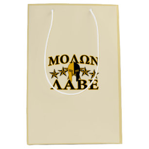 Sac Cadeau Moyen Molon Labe Casque de guerrier spartiate Décor doré