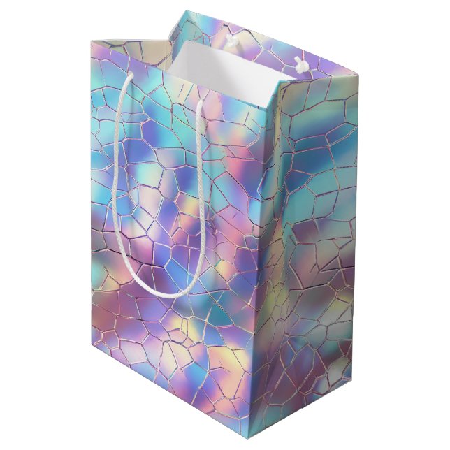 Sac Cadeau Moyen Monogramme Arrière - plan Holographique Foil Motif (Dos Angle)
