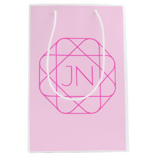 Sac Cadeau Moyen Monogramme Cool, Style de Logo Hip Rose & Magent