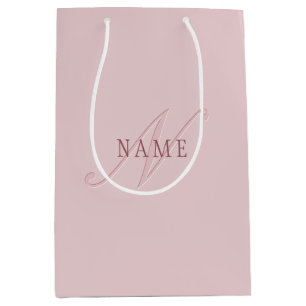 Sac Cadeau Moyen Monogramme d'aspect élégant   Or rose