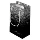 Monogramme de nom girly en script pailleté noir ar