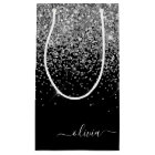 Monogramme de nom girly en script pailleté noir ar