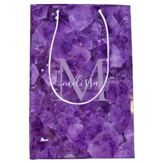 Sac Cadeau Moyen Monogramme de nom personnalisé avec pierre de nais