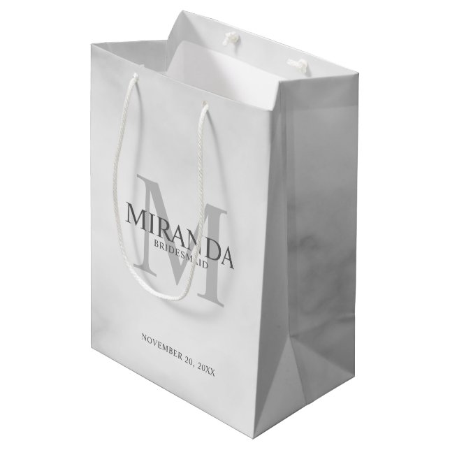 Sac Cadeau Moyen Monogramme et nom de la servante d'accueil personn (Devant Angle)