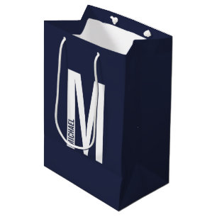 Sac Cadeau Moyen Monogramme et nom personnalisés modernes