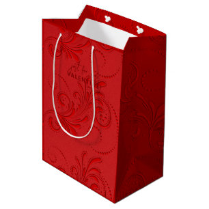 Sac Cadeau Moyen Monogramme monochromatique à spirale rouge