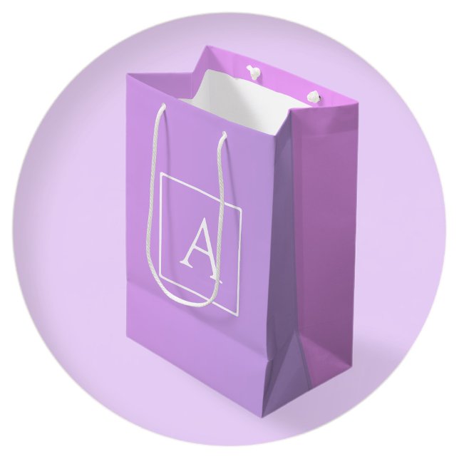 Sac Cadeau Moyen Monogramme simple | Ombre subtil rose/violet (Créateur téléchargé)