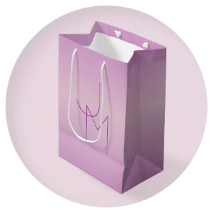 Sac Cadeau Moyen Monogramme superposé unique   Rose lavande doux
