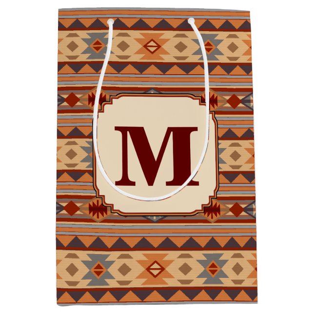 Sac Cadeau Moyen Monogramme Tan Design Sud-Ouest (Devant)