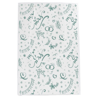 Sac Cadeau Moyen Monsieur et madame jolis gribouillis en sauge