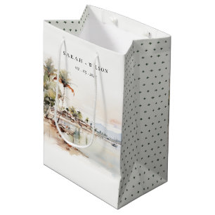 Sac Cadeau Moyen Montego Bay Jamaïque Mariage de paysage aquarelle