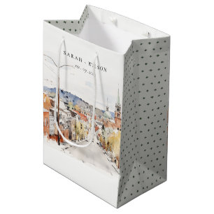 Sac Cadeau Moyen Montpelier City Scape Vermont Watercolor Mariage