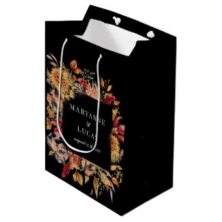 Sac Cadeau Moyen Moody Autumn Floral Monogramme