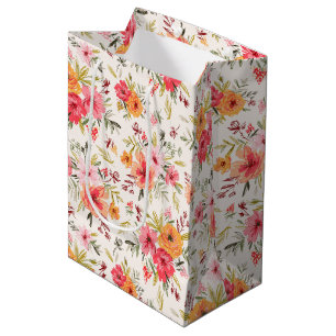 Sac Cadeau Moyen Motif à fleurs Orange Doodle Garden