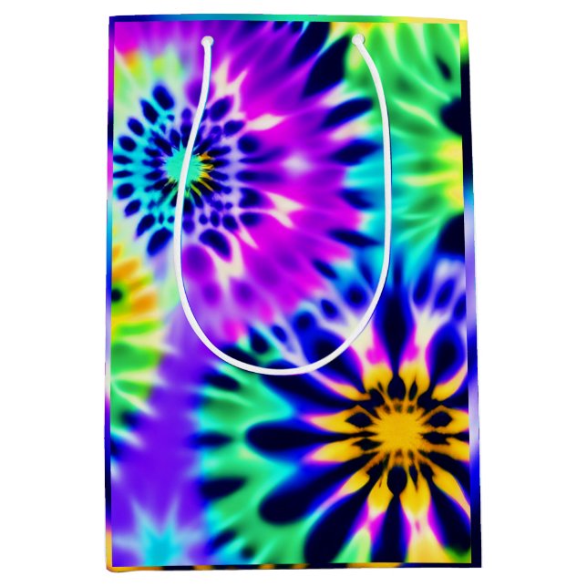 Sac Cadeau Moyen Motif Abstrait Tie Dye Adire (Devant)
