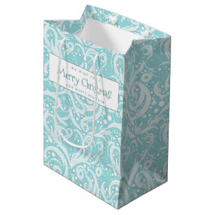 Sac Cadeau Moyen Motif Abstrait turquoise Snowflake #10 ID1009