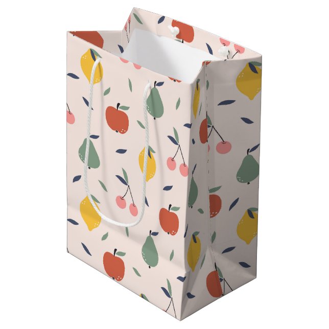 Sac Cadeau Moyen Motif aux fruits mignons (Devant Angle)