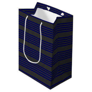 Sac Cadeau Moyen Motif bleu marine et charbon cinq bandes
