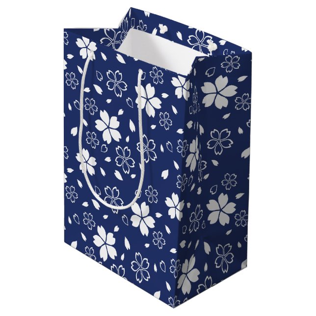 Sac Cadeau Moyen Motif Blue Sakura (Dos Angle)