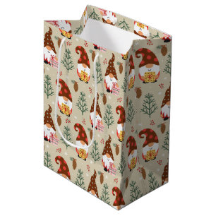 Sac Cadeau Moyen Motif cadeau Noël Gnomes