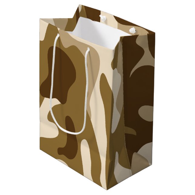 Sac Cadeau Moyen Motif camouflage beige (Devant Angle)