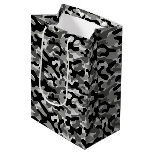 Sac Cadeau Moyen Motif camouflage gris noir 