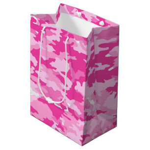 Sac Cadeau Moyen Motif camouflage rose – Sensibilisation au cancer