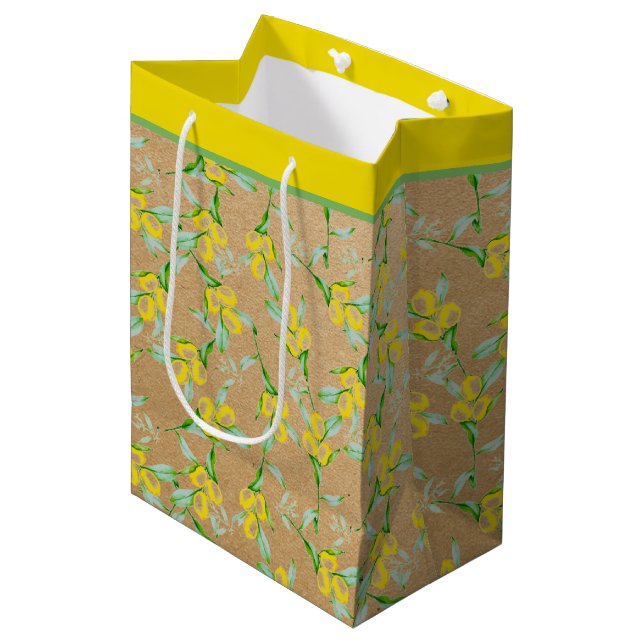 Sac cadeau moyen motif citron (Devant Angle)