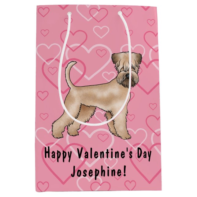 Sac Cadeau Moyen Motif Coeur de chien roux roux à couche molle rose (Devant)