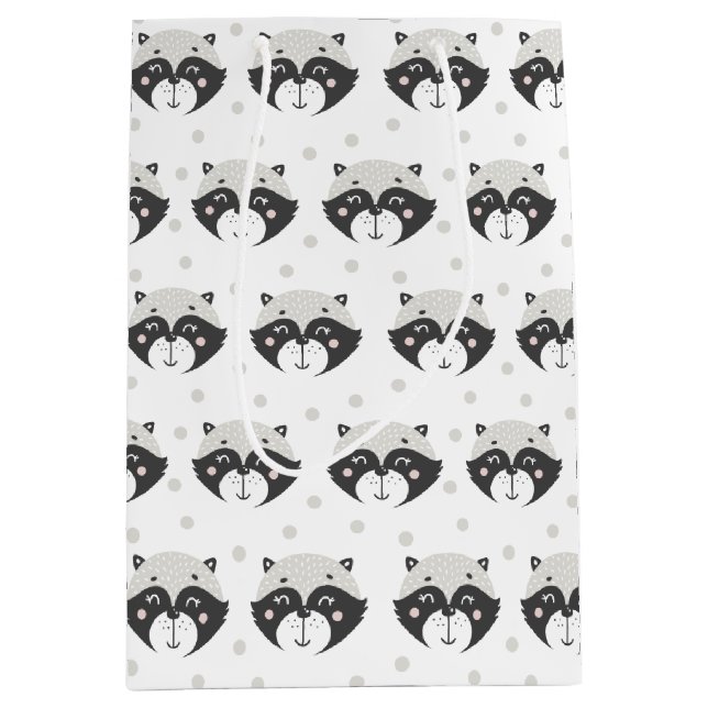 Sac Cadeau Moyen Motif Cute Racoon (Devant)