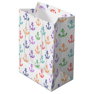 Sac Cadeau Moyen Motif d'Ancres de bateau nautique Vintage coloré