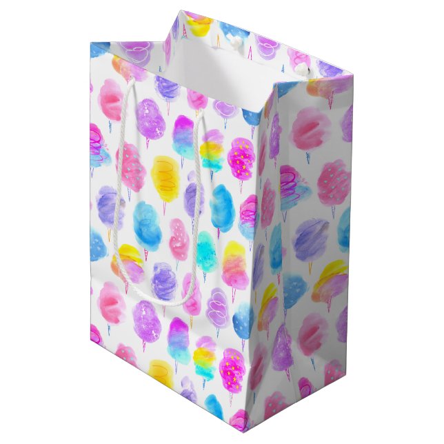 Sac Cadeau Moyen Motif d'aquarelle couleur Coton Candy (Devant Angle)