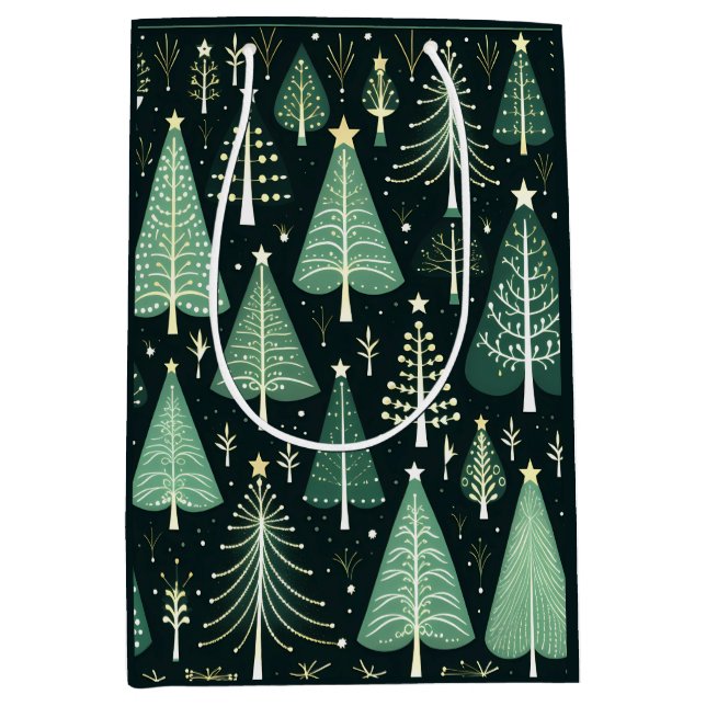 Sac Cadeau Moyen Motif d'arbre de Noël (Devant)