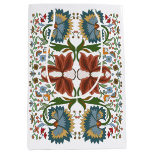 Sac Cadeau Moyen Motif d'art populaire estonien fleur sauvage vinta