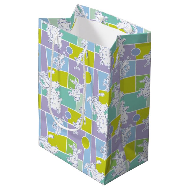 Sac Cadeau Moyen Motif de bloc couleur vache et poulet (Devant Angle)