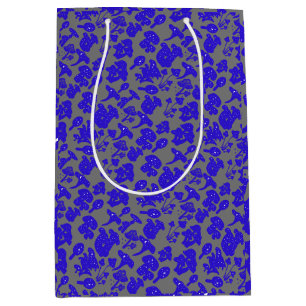 Sac Cadeau Moyen Motif de champignon noir 01bleu Gris BG
