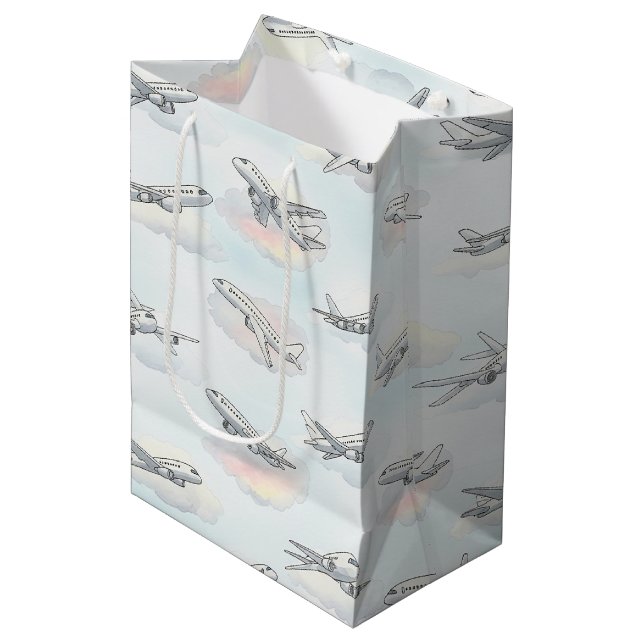 Sac Cadeau Moyen Motif de ciel d'avion rêveur (1) (Devant Angle)