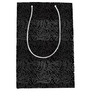 Sac Cadeau Moyen Motif de circuit connecté b Go noir