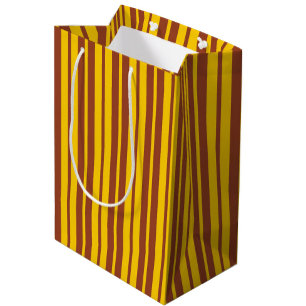 Sac Cadeau Moyen Motif de design rayé marron jaune élégant
